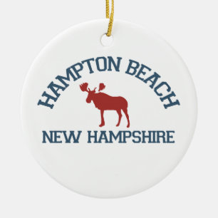 Hampton Beach - Moose Design. Ceramic Ornament