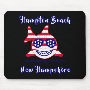 Hampton Beach New Hampshire Patriotic Usa Flag Whi Mouse Pad