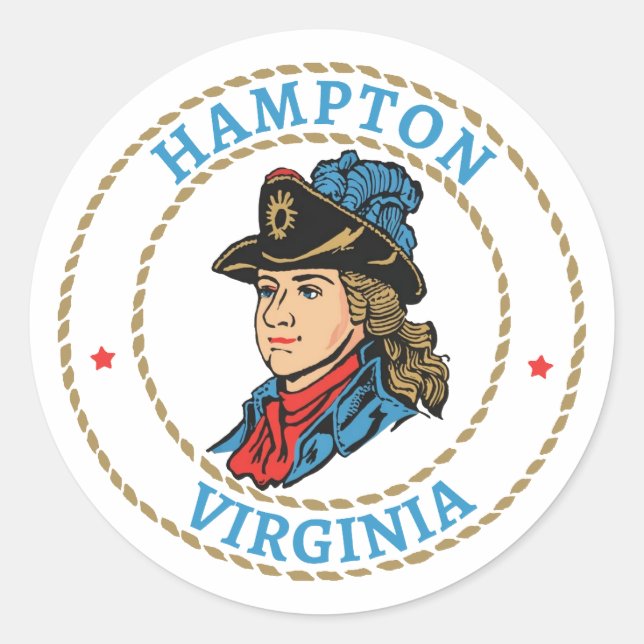 Hampton Virginia Colonial Classic Round Sticker (Front)
