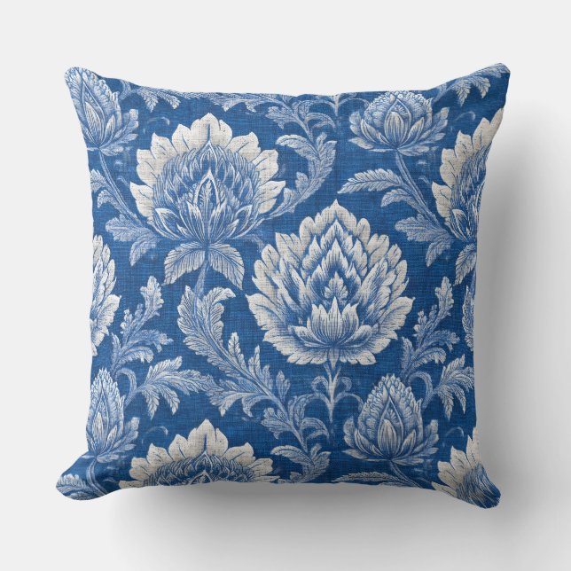 Hamptons Blue Throw Pillow (Front)