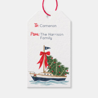 Hamptons Christmas Nautical Sailboat Gift Tags