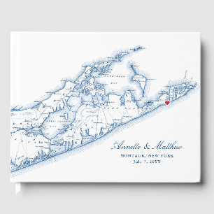 Hamptons Montauk Navy Blue Destination Wedding Guest Book