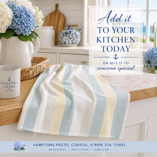 Hamptons Pastel Coastal Stripe Boutique Kitchen Towel