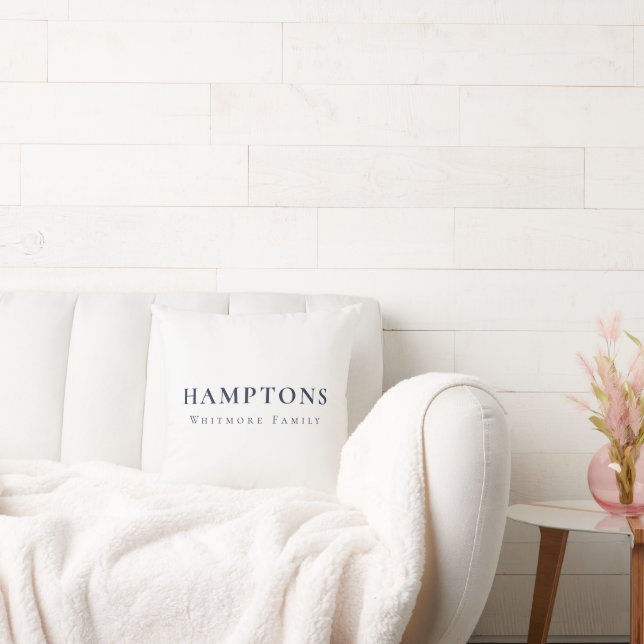 Hamptons Personalized Preppy Custom Text  Throw Pillow (Couch)