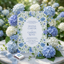 Hamptons Style Blue Hydrangea Watercolor Wedding