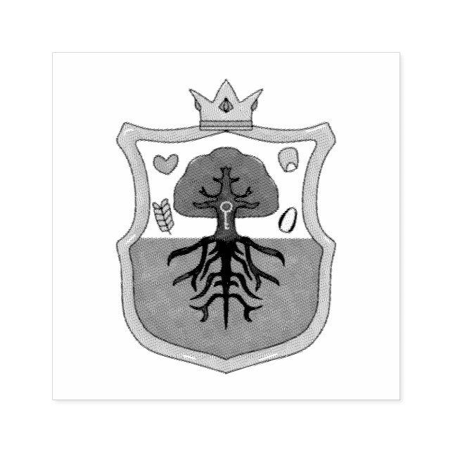 Ham's Land's family crest, shield pattern tree Rubber Stamp (Imprint)