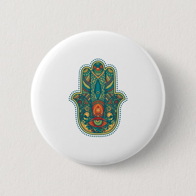 Hamsa 2 Inch Round Button (Front)