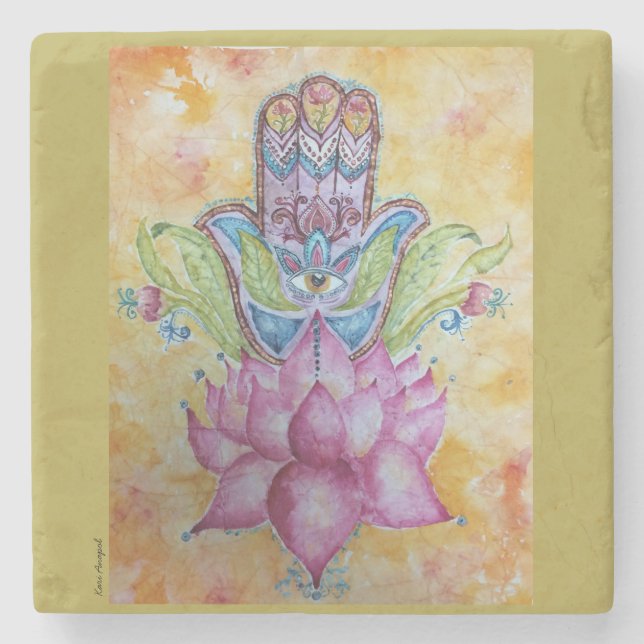 Hamsa Art Stone Coaster (Front)