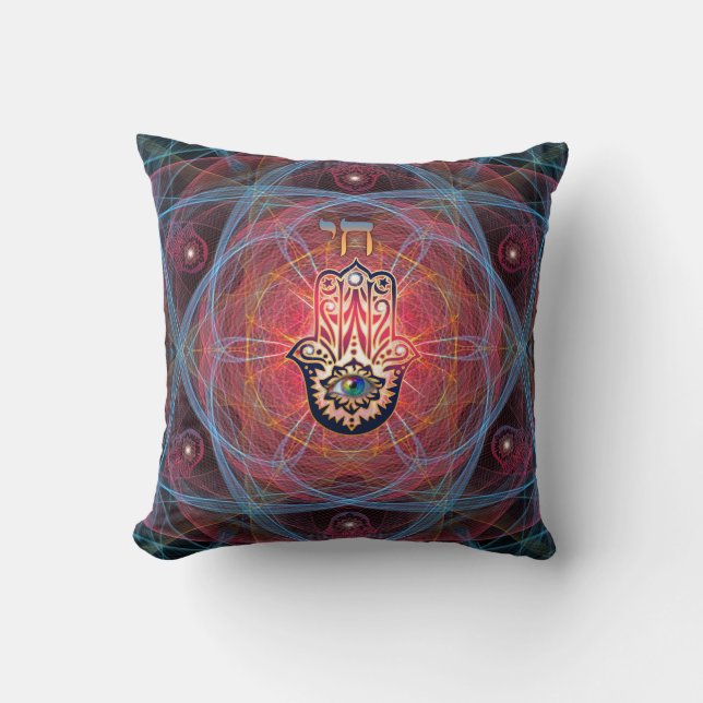 Hamsa- Chai Throw Pillow (Front)