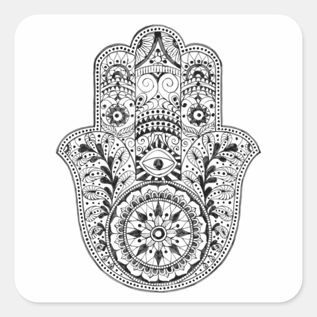 Hamsa Coaster Square Sticker (Front)