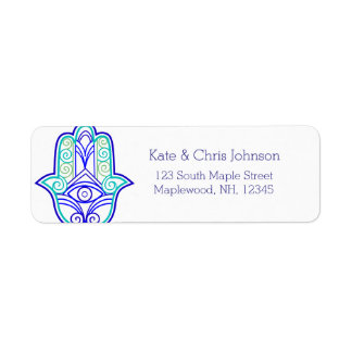 Hamsa design rerun address label-blues