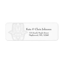 Hamsa design rerun address label-grey