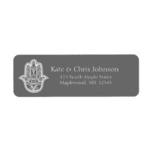 Hamsa design rerun address label-grey