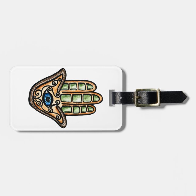 Hamsa Eye Luggage Tag (Front Horizontal)