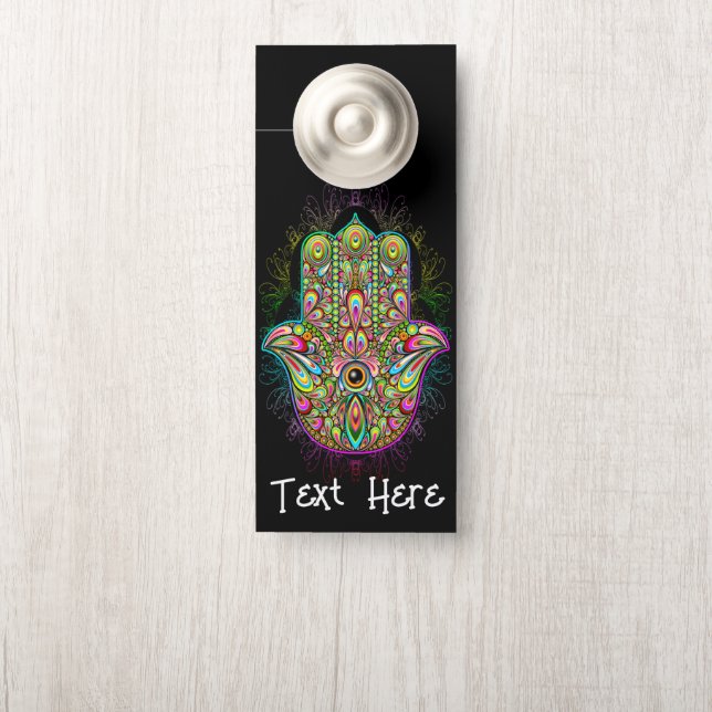 Hamsa Fatma Hand Psychedelic Art Door Hanger (On Knob)