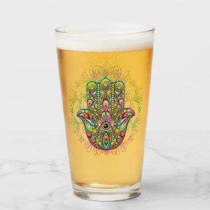 Hamsa Fatma Hand Psychedelic Art Glass