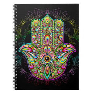 Hamsa Fatma Hand Psychedelic Art Notebook