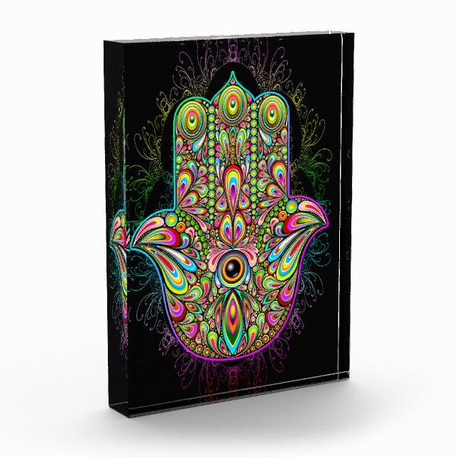 Hamsa Fatma Hand Psychedelic Art Photo Block (Left)