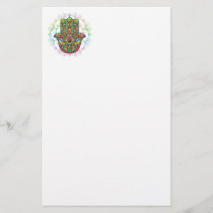 Hamsa Fatma Hand Psychedelic Art Stationery