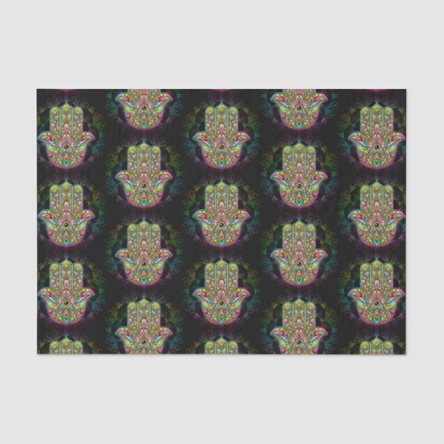 Hamsa Fatma Hand Psychedelic Art Tissue Paper (Front)