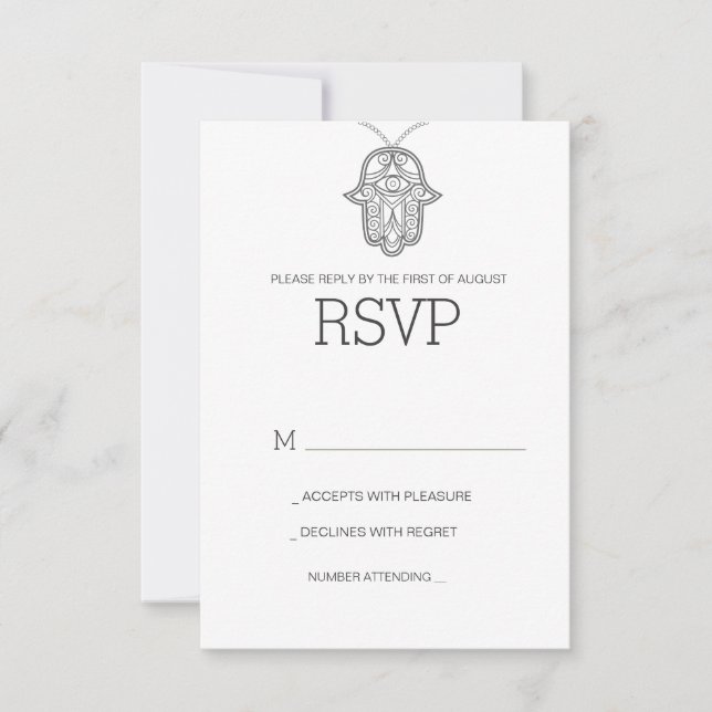 Hamsa géométrique épousant RSVP carte-gris (Devant)