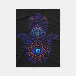 Hamsa Hand Blue Evil Eye Yoga - Spiritual Symbol O Fleece Blanket