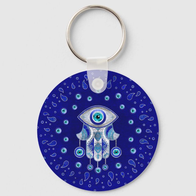 Hamsa Hand -Evil Eye Amulet Keychain (Front)