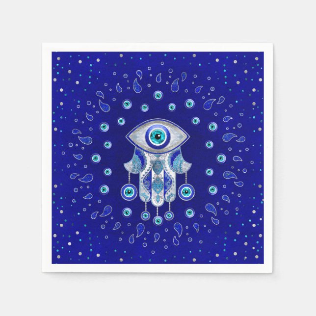 Hamsa Hand -Evil Eye Amulet Napkin (Front)