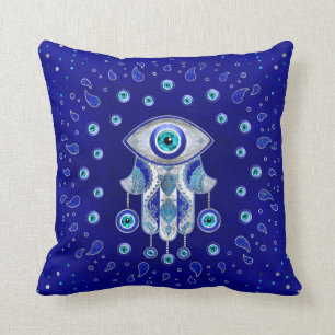 Hamsa Hand -Evil Eye Amulet Throw Pillow
