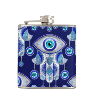Hamsa Hand -Evil Eye Pattern Hip Flask