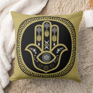 Hamsa Hand Evil Eye Protection Throw Pillow