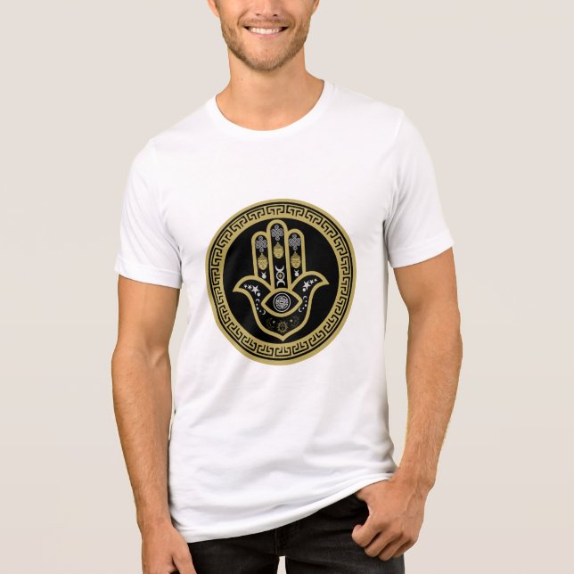 Hamsa Hand Evil Eye Protection Tri-Blend Shirt (Front)