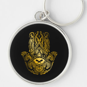 Hamsa Hand Golden Arabic Amulet Keychain