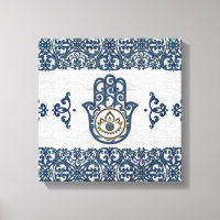 Hamsa Hand - Hand of Fatima blue wood