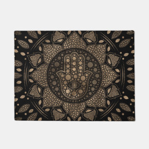 Hamsa Hand -Hand of Fatima in Lotus mandala Doormat
