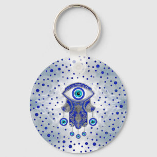 Hamsa Hand -Hand of Fatima Lapis Lazuli and Silver Keychain