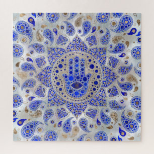 Hamsa Hand -Hand of Fatima on Mother of Pearl Jigsaw Puzzle