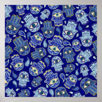 Hamsa Hand - Hand of Fatima pattern Blue Minerals