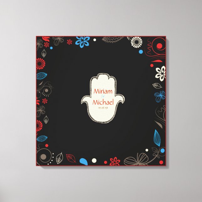 HAMSA HAND Jewish Wedding Sign-In Memory Board Canvas Print (Front)
