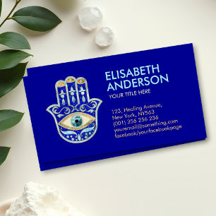 Hamsa Hand - Lapis Lazuli and Blue crystal Business Card