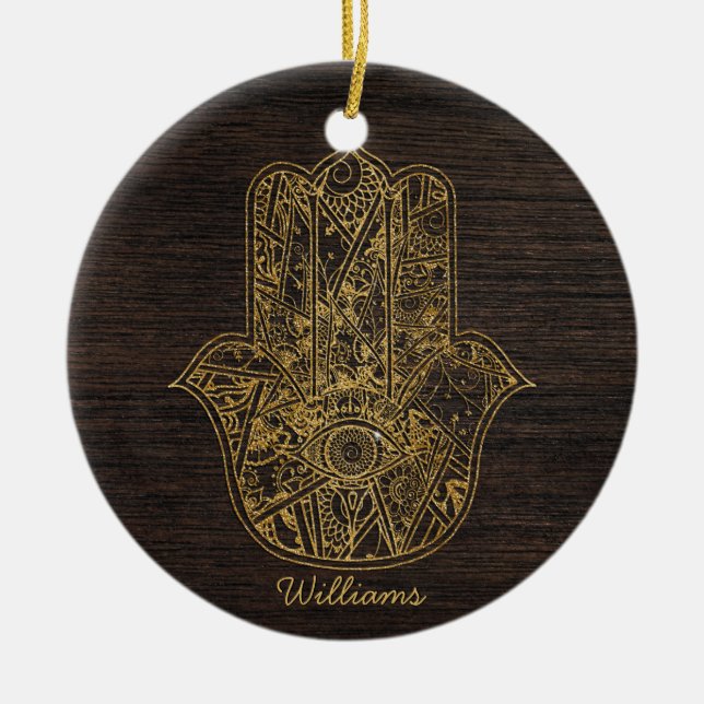 HAMSA Hand of Fatima symbol amulet design Ceramic Ornament (Front)