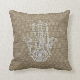 HAMSA Hand of Fatima symbol amulet Throw Pillow
