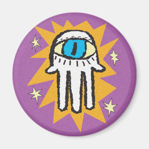 Hamsa Hand of God Gold and Purple Magnet