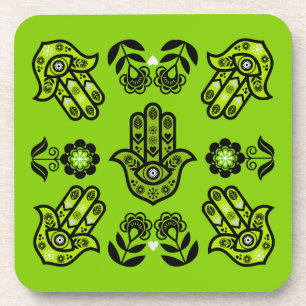 Hamsa Hand Protection Art Coaster