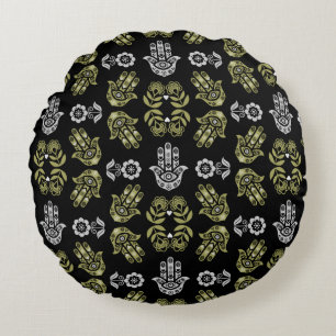 Hamsa Hand Protection Art Round Pillow