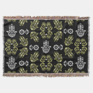 Hamsa Hand Protection Art Throw Blanket