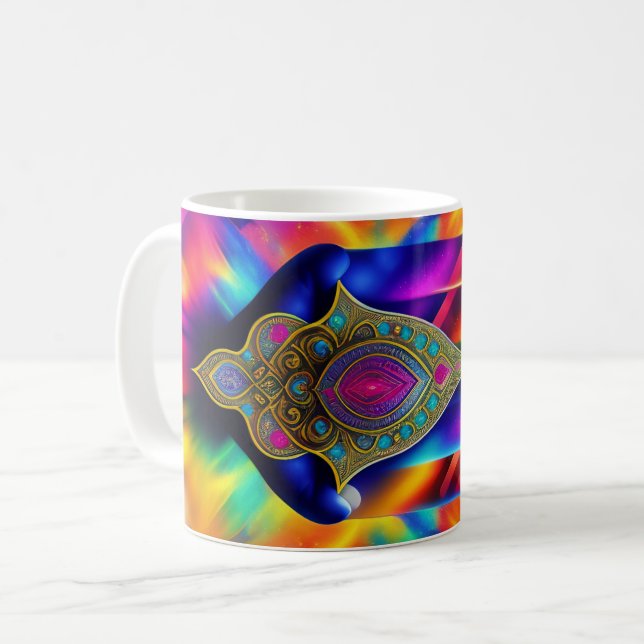 Hamsa Hand protection mug (Front Left)