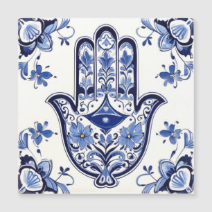 Hamsa Hand Symbol - Blue and White Hand of Fatima