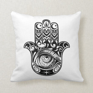 Hamsa Hand Zendoodle Throw Pillow