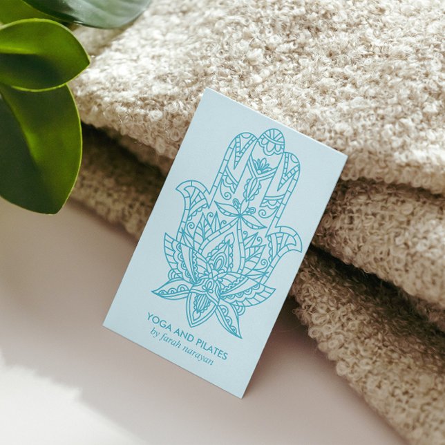 Hamsa | Light Blue Wellness massage yoga holistic Business Card (Creator Uploaded)